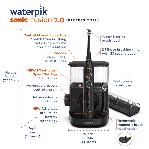 Black Waterpik™ Sonic-Fusion™ 2.0 Professional Flossing Toothbrush - Waterpik