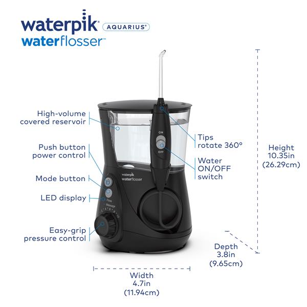 Black Waterpik™ Aquarius™ Water Flosser - Waterpik