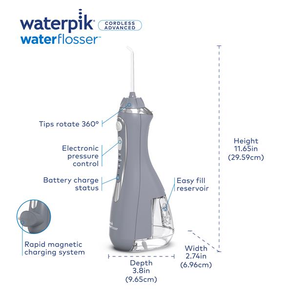 Gray Waterpik™ Cordless Advanced 2.0 Water Flosser - Waterpik