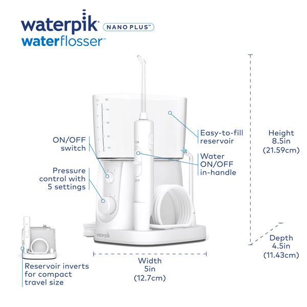 White Waterpik™ Nano Plus Water Flosser - Waterpik
