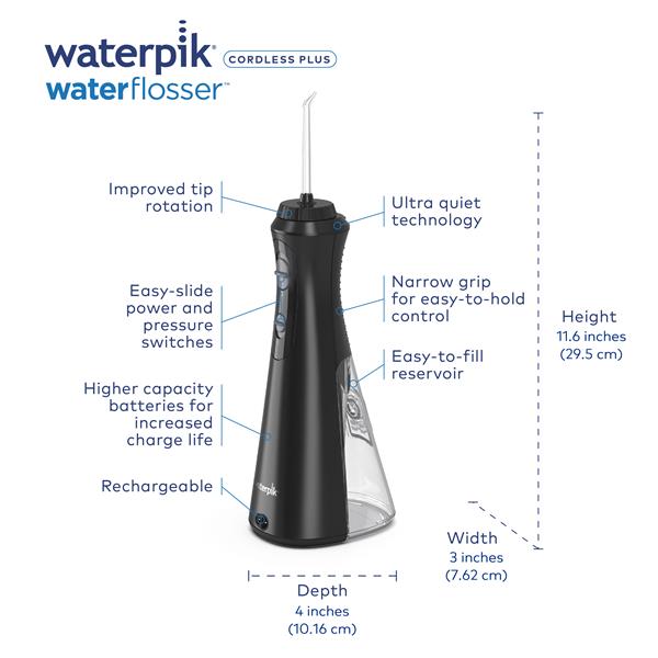 Black Waterpik™ Cordless Plus Water Flosser - Waterpik