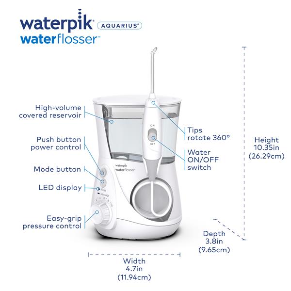 White Waterpik™ Aquarius™ Water Flosser - Waterpik