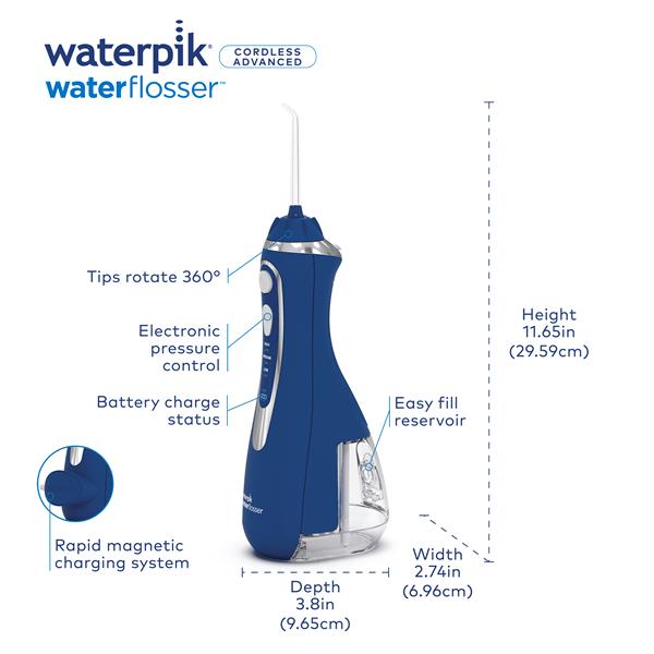 Blue Waterpik™ Cordless Advanced 2.0 Water Flosser - Waterpik