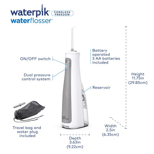 White Waterpik™ Cordless Freedom Water Flosser - Waterpik