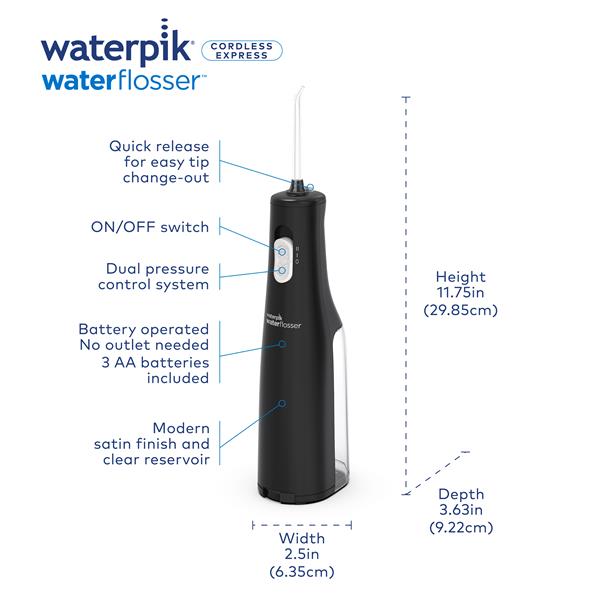 Black Waterpik™ Cordless Express Water Flosser - Waterpik