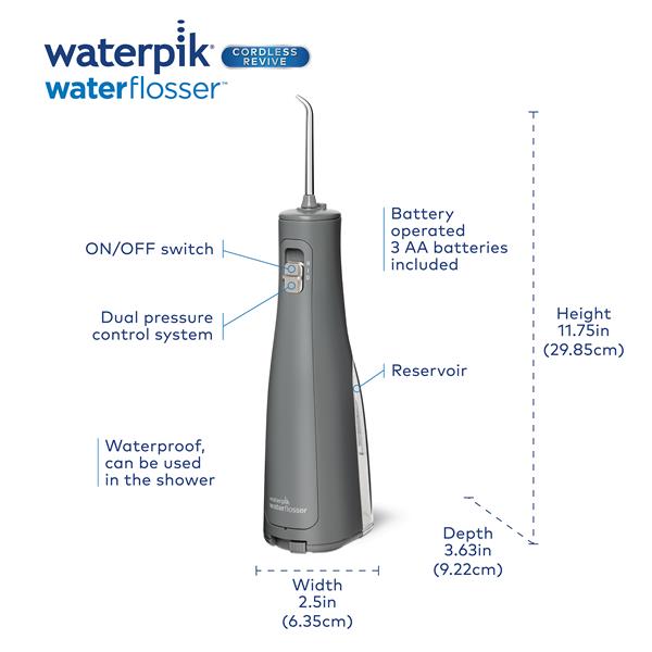 Gray Waterpik™ Cordless Revive Water Flosser - Waterpik