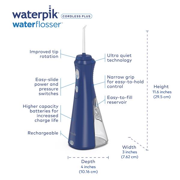Blue Waterpik™ Cordless Plus Water Flosser - Waterpik